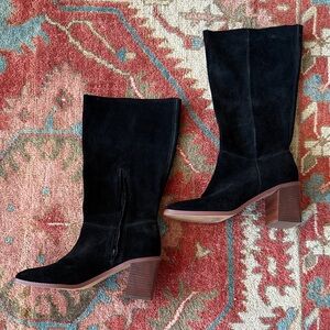 Crown Vintage Black Faux Suede Heeled Boots